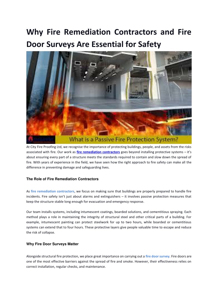 PPT - Why Fire Remediation Contractors and Fire Door Surveys Are Essential for Safety PowerPoint Presentation - ID:14489911