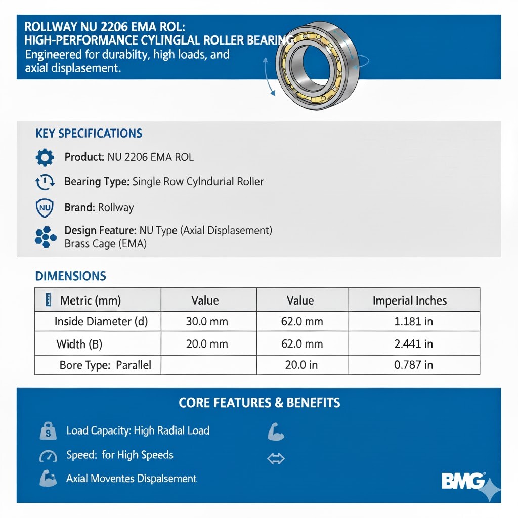 Rollway NU 2206 EMA ROL: High-Performance Cylindrical Roller Bearing - Gifyu